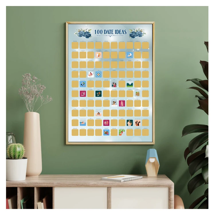 Hot sale Scratch Off  poster Custom design 100 Dates Scratch Off Poster Bucket List