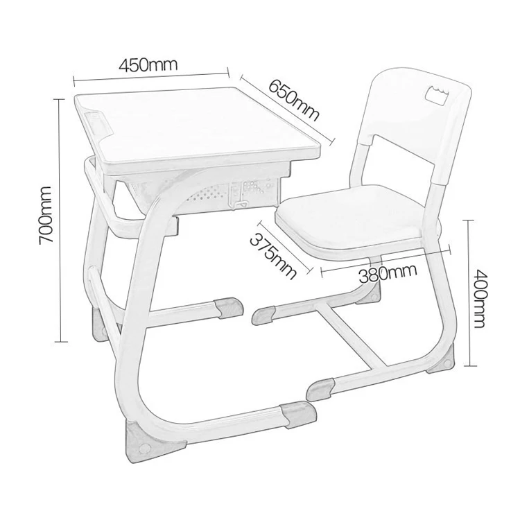 Ergonomic Modern Metal Student Desk & Chair Set Classroom School Furniture Set Factory Direct Sales