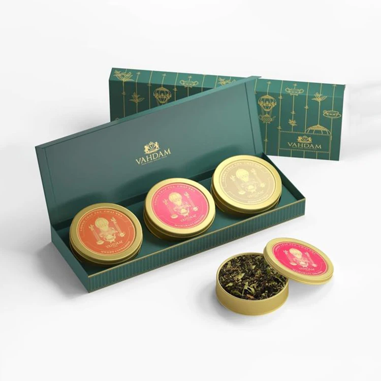 Factory Creative Customize Digital Printing Magnetic Closure Luxury Saffron Spices Gift Packaging Paper Box With Ribbon For Tea