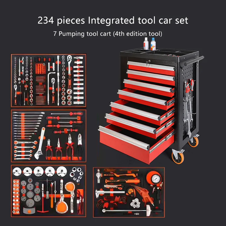 420 Pcs Tool Sets Rolling Box Heavy Duty Stainless Steel Tool Chest 7 Drawers Tool Cabinet Cart Trolley