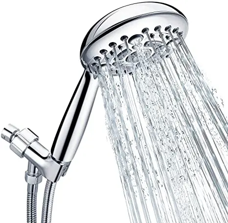 Chrome High Pressure Shower Head with 2.45 Meter Long 304 Stainless Steel Shower Hose and Shower Arm Mount