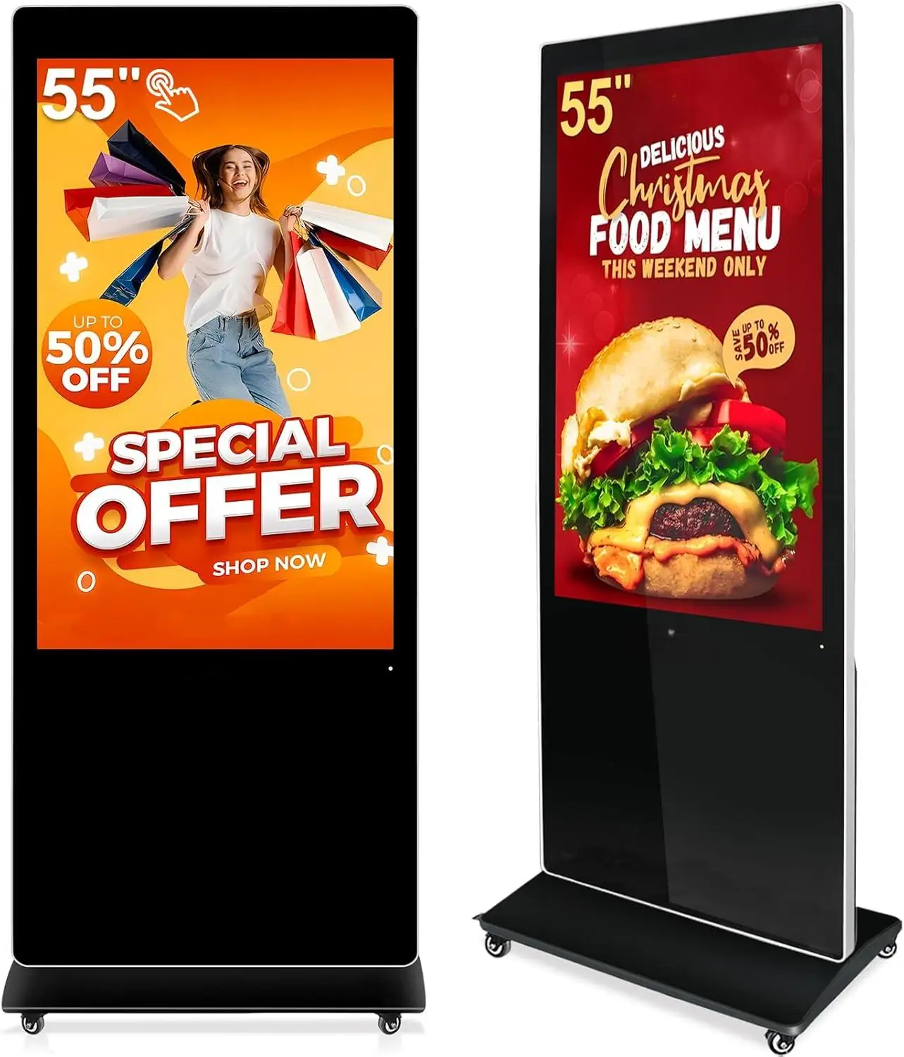 55 inch Digital Signage Display,Touchscreen Kiosk Indoor Advertising Screen LCD Monitor with HDMI-IN/USB Port, Android 11 2+32GB