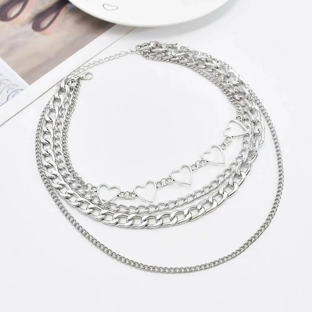 Punk Rock Style Simple Silver Gold Chain Multi-layer Aluminum Chain Necklac Street Fashion Jewelry, Europe and The United States