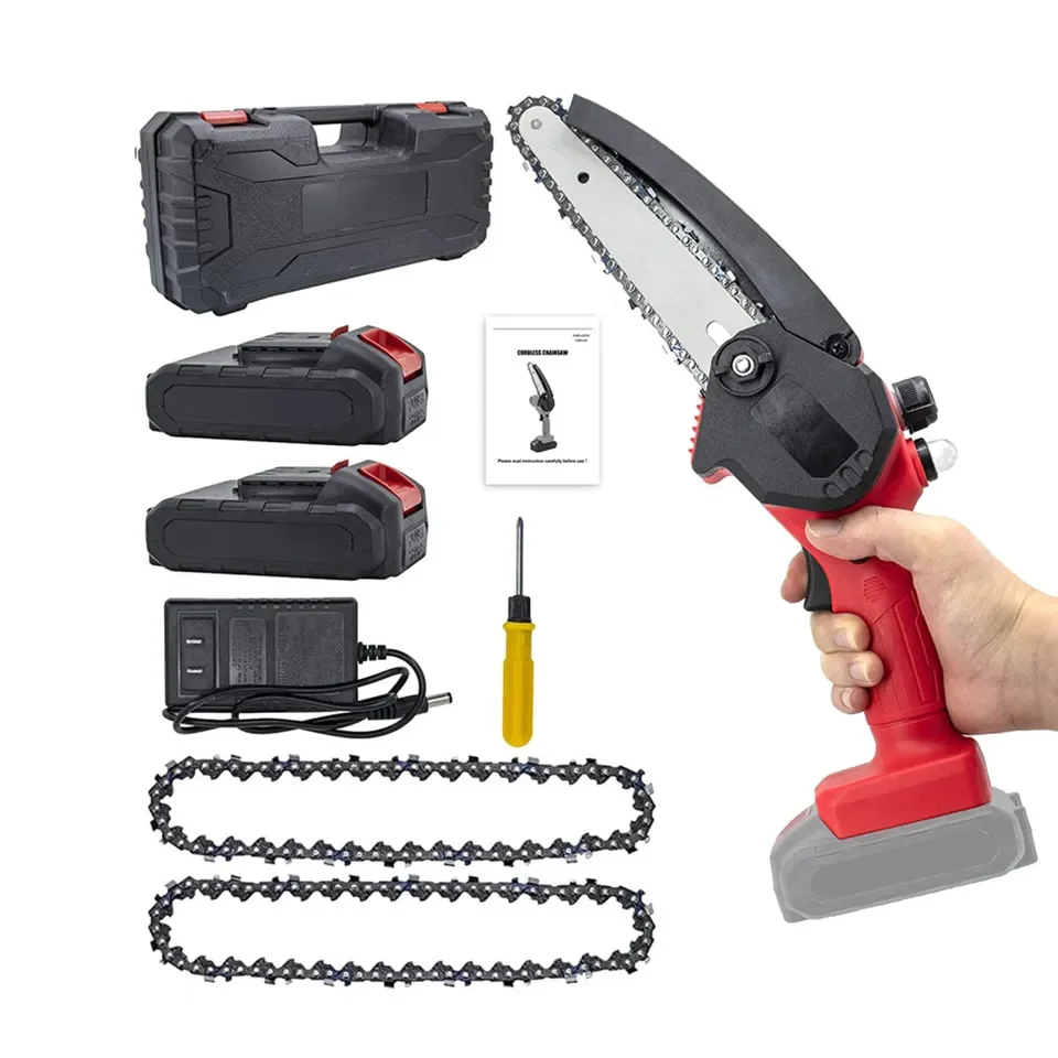CS04 Strong Motor  6 Inch Mini Chainsaw Cordless Chain saw with 2 Large Capacity Battery for Tree Trimming