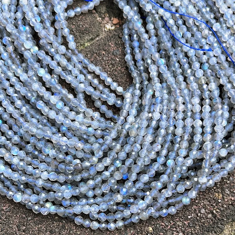 JSES Natural Madagascar Labradorite 4mm Faceted Beads for Jewelry Making DIY Wholesale Gemstones Crystal Agate Jade Loose Beads