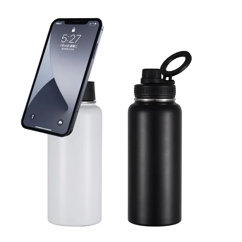 New Custom Magnetic Phone Holder Insulated Vacuum Travel Drinking Flask Magnetic Water Bottle Drinks Cups With Lids