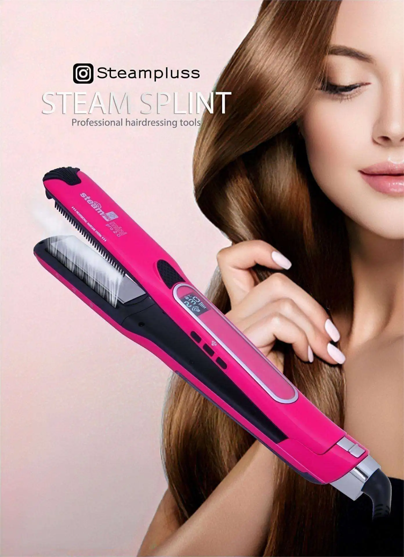 Steam Straighteners for Hair, Professional Salon Ceramic Tourmaline Vapor Steam Flat Iron