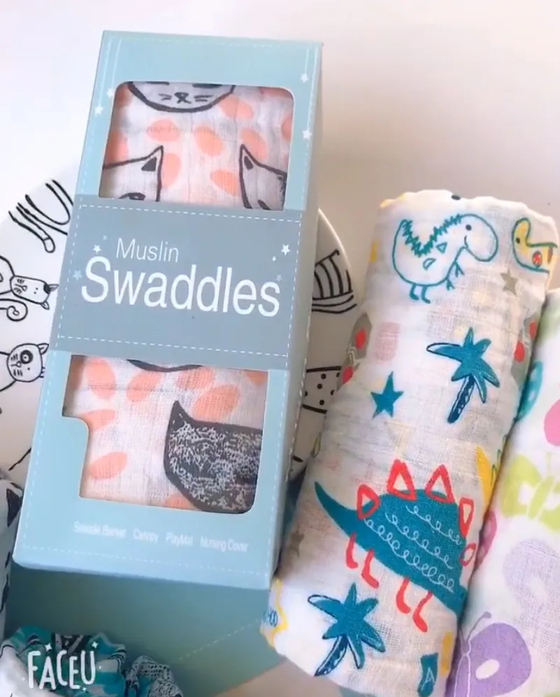 Printed fabric baby blanket blankets organic muslin wraps