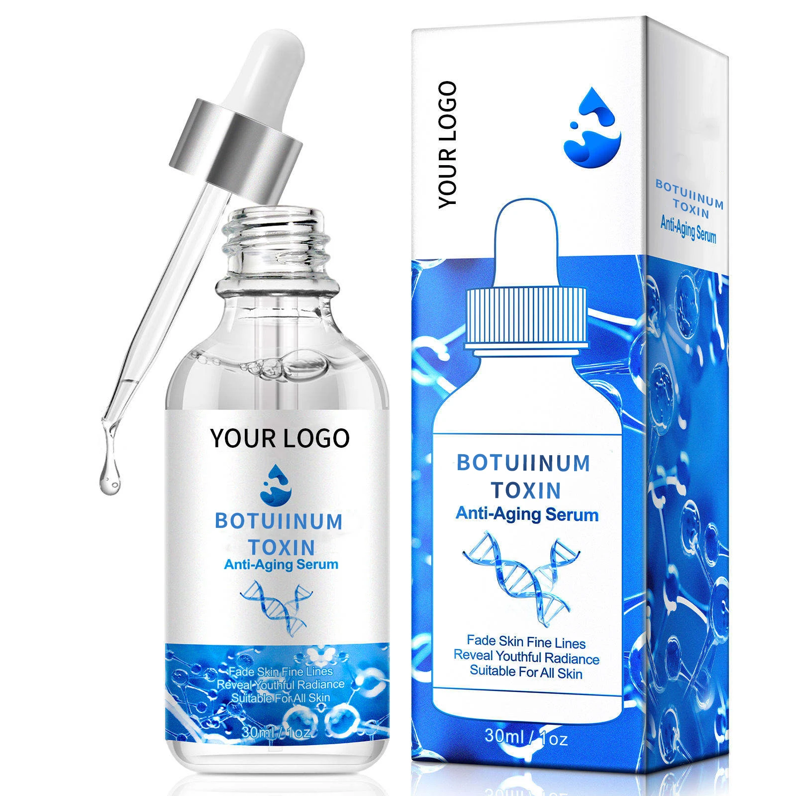 Skincare Most Effective Intense Anti-Wrinkle Anti-Aging Vitamin C Hyaluronic Acid Collagen Botulinum Toxin Facial Serum