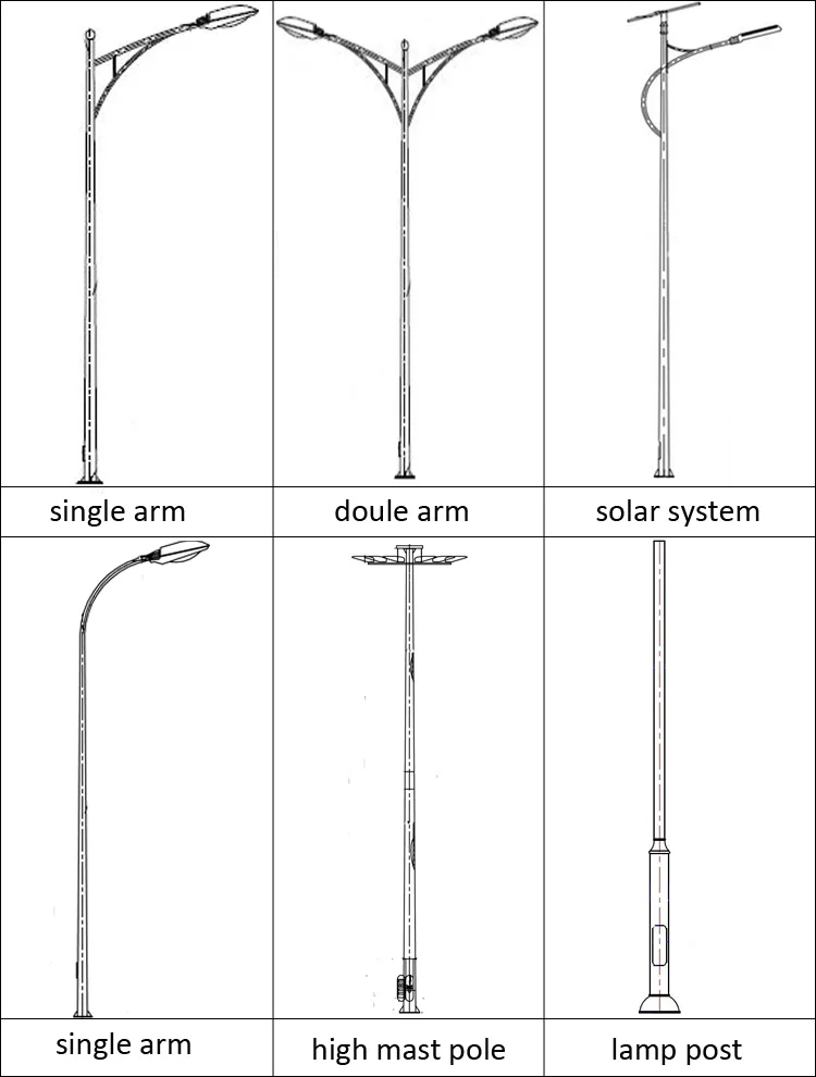Высококачественный уличный Однорычажный круглый конический оцинкованный светодиодный солнечный уличный фонарь 3-10 м