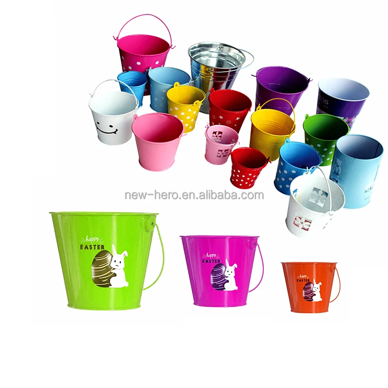 Functional Metal Garden Bucket with Handle Tin Pail Galvanized Iron Pail Bucket for Kid Classroom Crafts Party Favors Home Decor