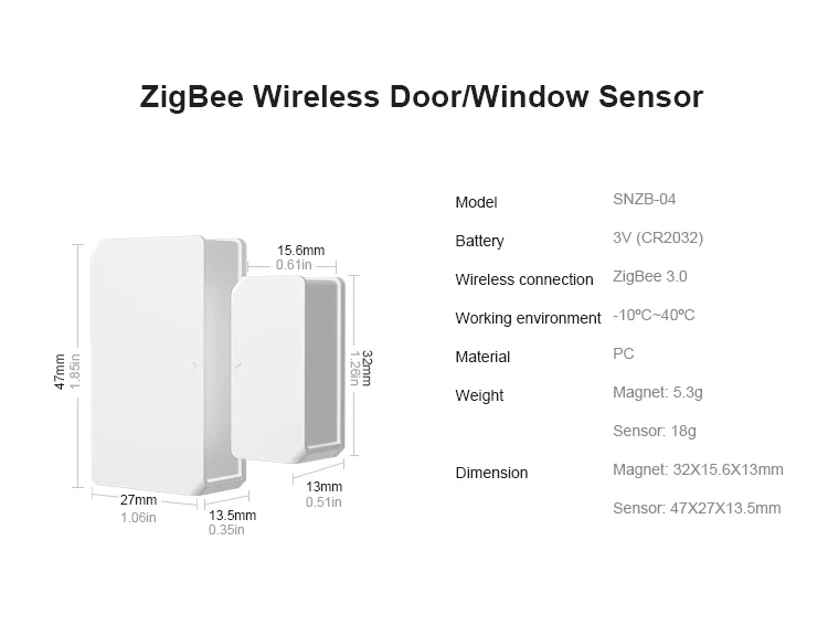 Sonoff SNZB-04 - Zigbee Wireless Door/window Sensor Alarm For Home Automation Work With Sonoff Zigbee Bridge