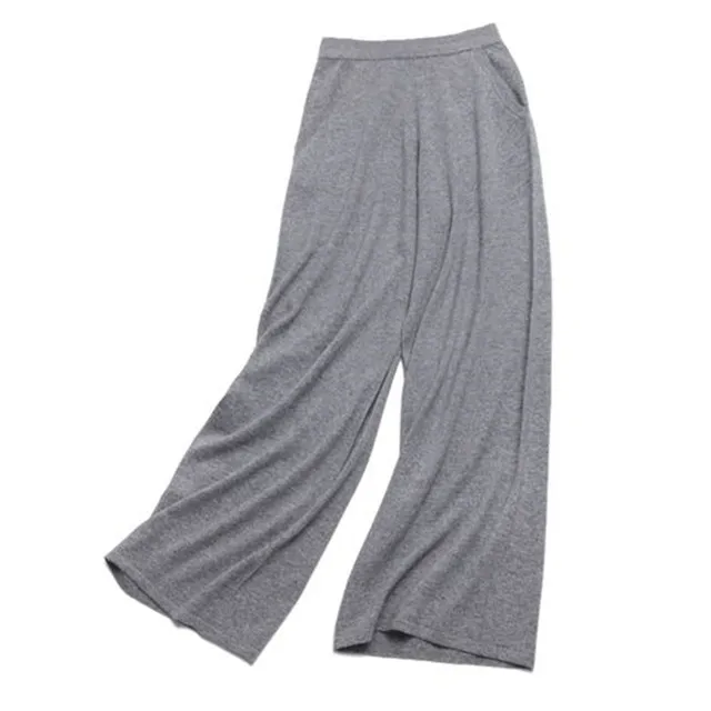 Прямая поставка, женские кашемировые брюки, кашемировый свитер, изготовление на заказ, дизайнерские серые эластичные брюки на талии