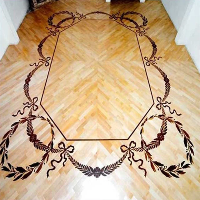 Large Size Pattern Custom Maple Walnut  Engineered Wood Inlay Parquet Flooring