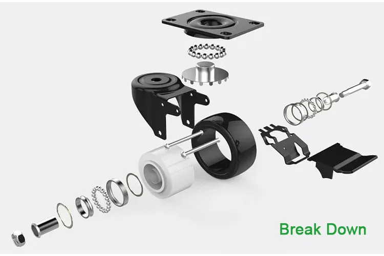 38mm50mm63mm black sofa universal caster ball double bearing heavy load brake caster