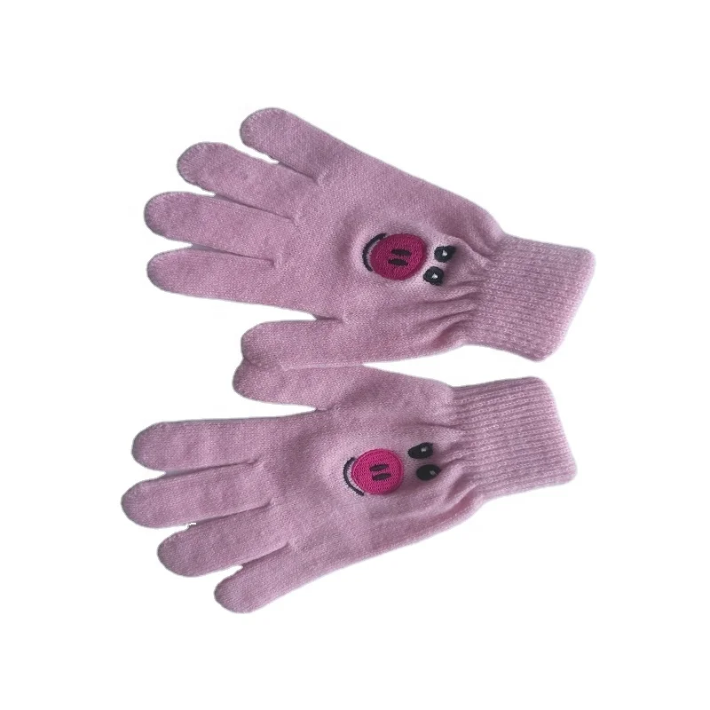Cheap Blank Children Glove Girls  knit Magic Glove Custom Acrylic Boys Knit Glove with Logo