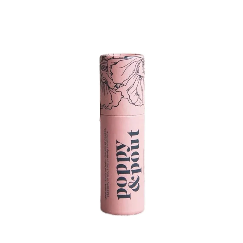Custom Biodegradable White Kraft Cardboard Lip Balm Packaging Recycled Push Paper Tube with Stamping for Cosmetic Use
