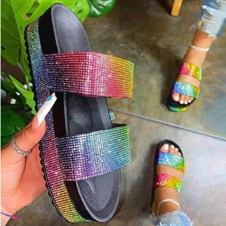 Flat Slides Shoes Summer Flats Sandals New Model Nonslip Fashionable Trendy for Women and Ladies PU Custom Design Available