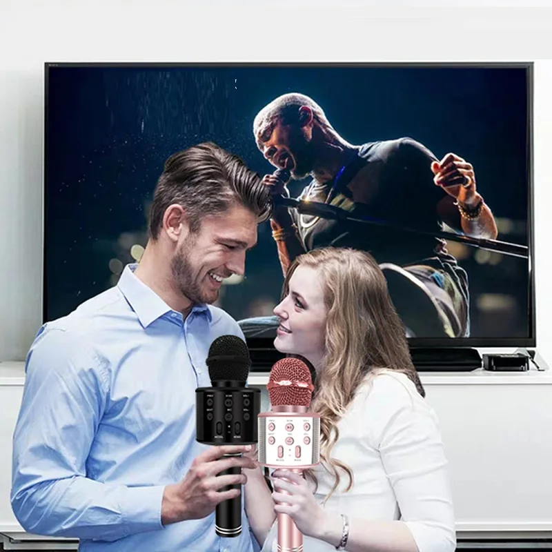 Wireless Karaoke Condenser Microphone Professional Cordless Bluetoothes Kids Handheld Singing Microphone