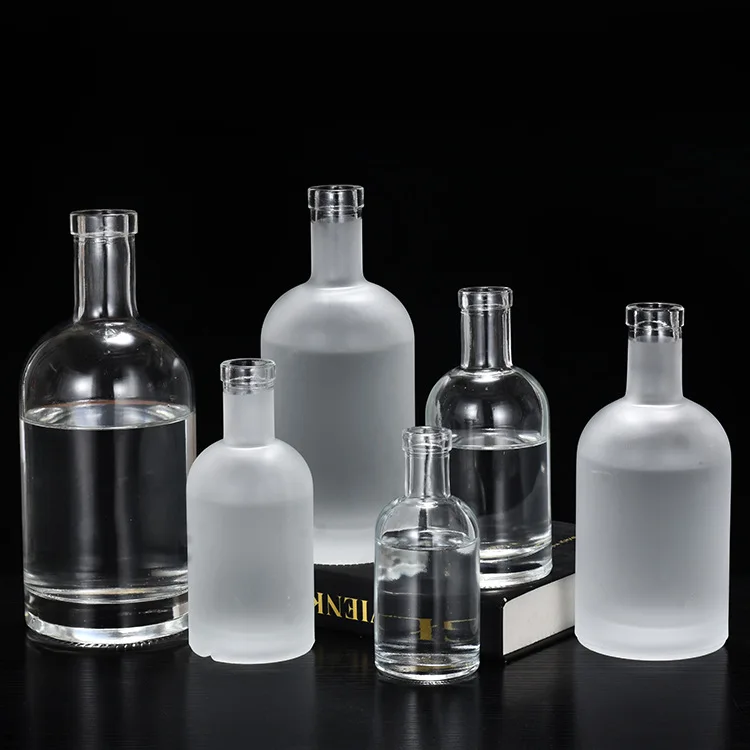 200ml 375ml 500ml 750ml 1000ml Empty Clear Round Vodka Liquor Glass Bottle for Whisky, Rum, Tequila, Vodka, Liquor, Wine