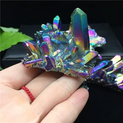 Wholesale Natural Electroplate Colorful Aura Quartz Crystal Cluster Colorful Quartz Cluster For Decoration