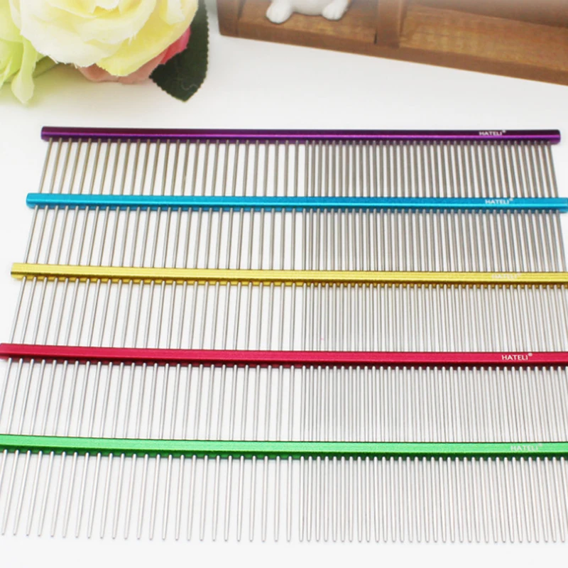 
Hot style Flat handle Pet Stainless Steel row practical dog metal Comb 