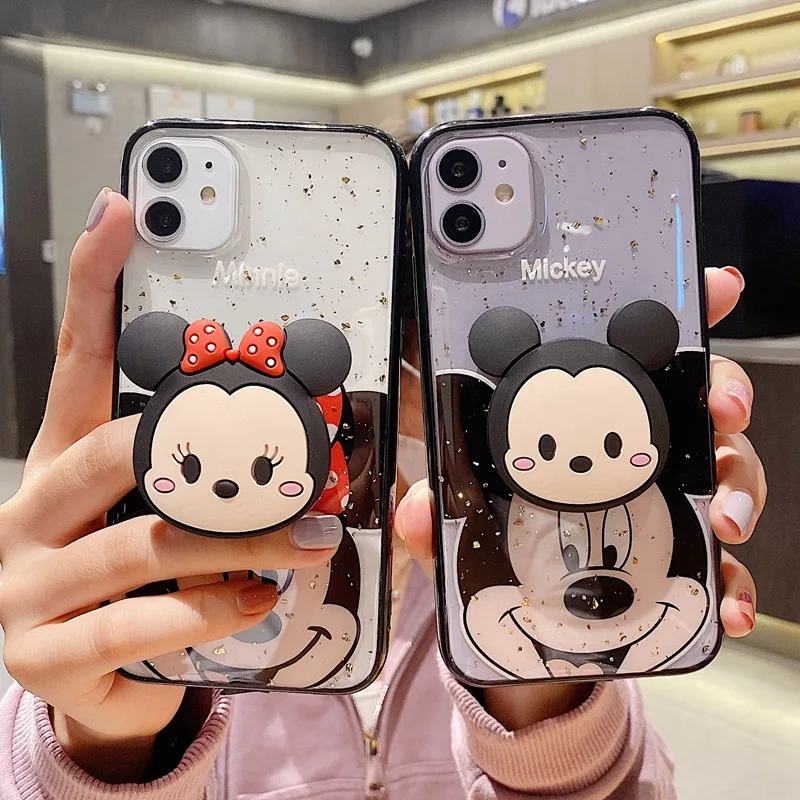 Mickey Mouse Metal Chain Strap Case Shockproof TPU Protective Mobile Phone Back Cover for iPhone 6/6S/7/8 plus X/XS/XR/XS MAX