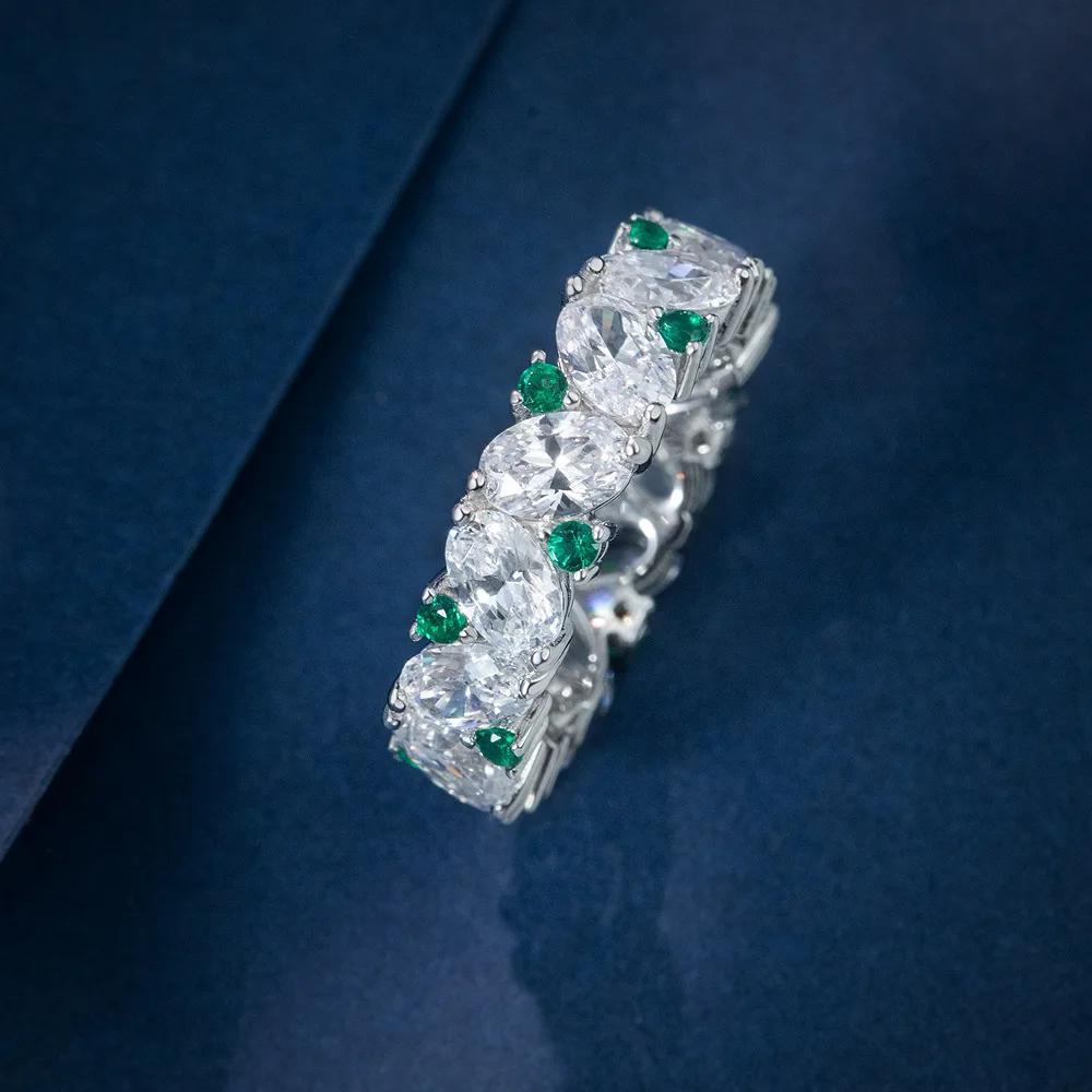 925 Sterling Silver Gorgeous Luxurious Marquise Cut 5A Grade Cubic Zirconia Wedding Eternity Band Rings