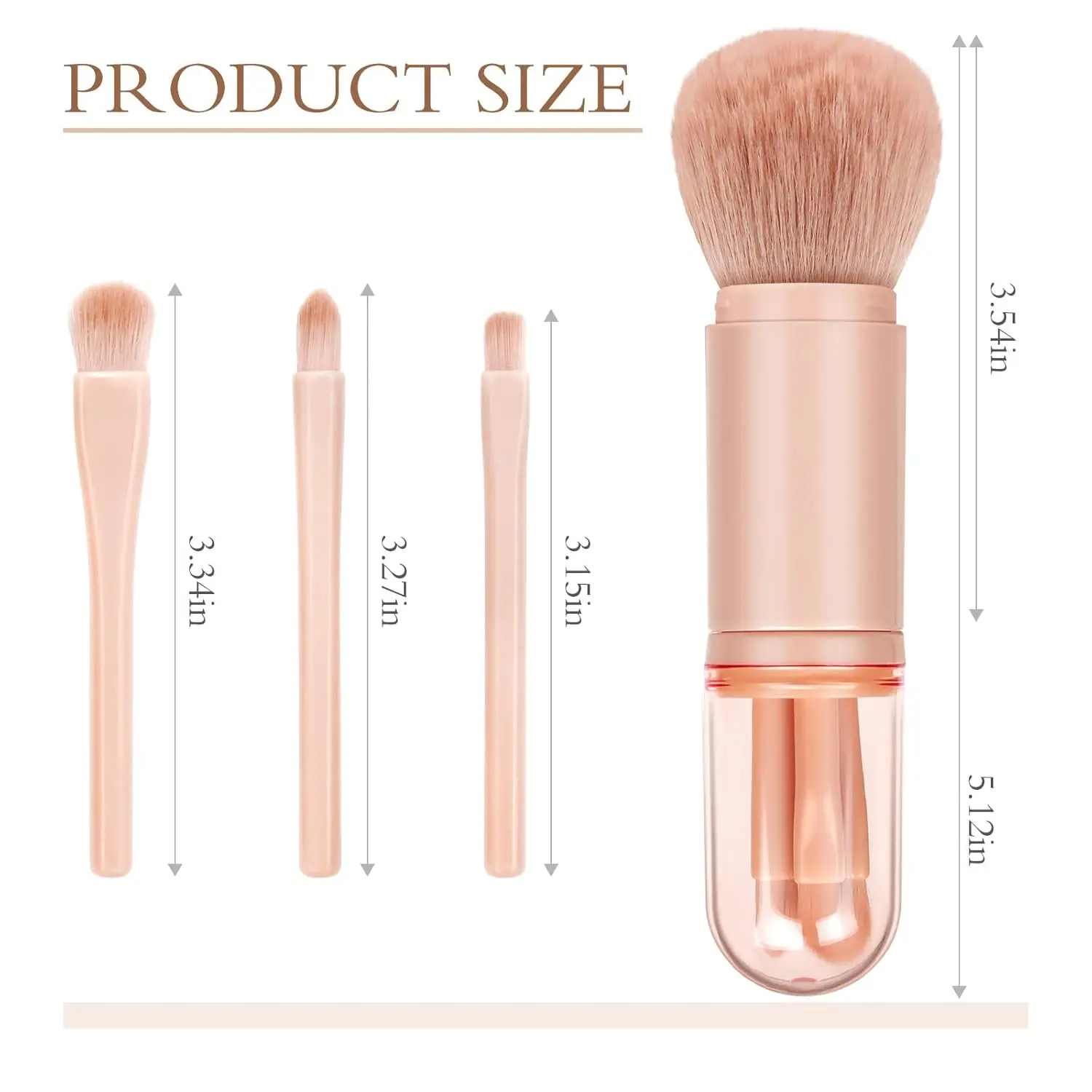 4 in 1 Mini Cute Makeup Brush Retractable Professional Foundation Blending for Women Facial Cosmetics Makeup Brush Set