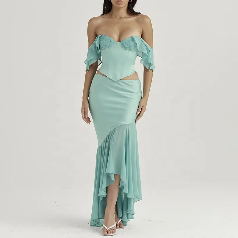 Женская модная одежда дизайнерская фабрика Oem под заказ Нефритовая юбка с оборками сексуальная женская для выпускного вечера