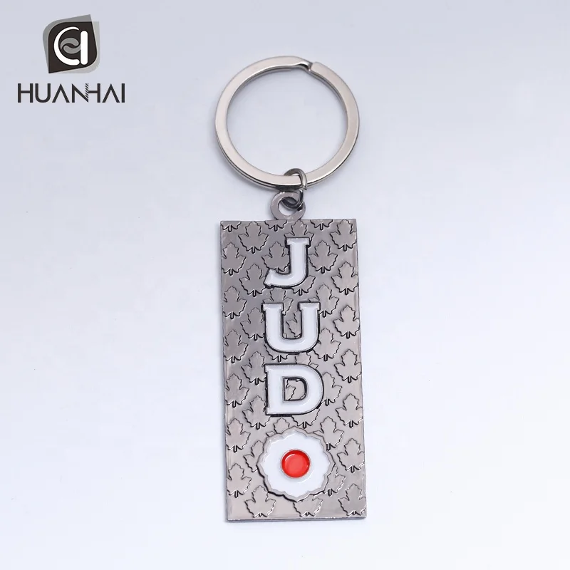 bulk custom black nickel plated metal enamel 3d logo key ring judo keychain