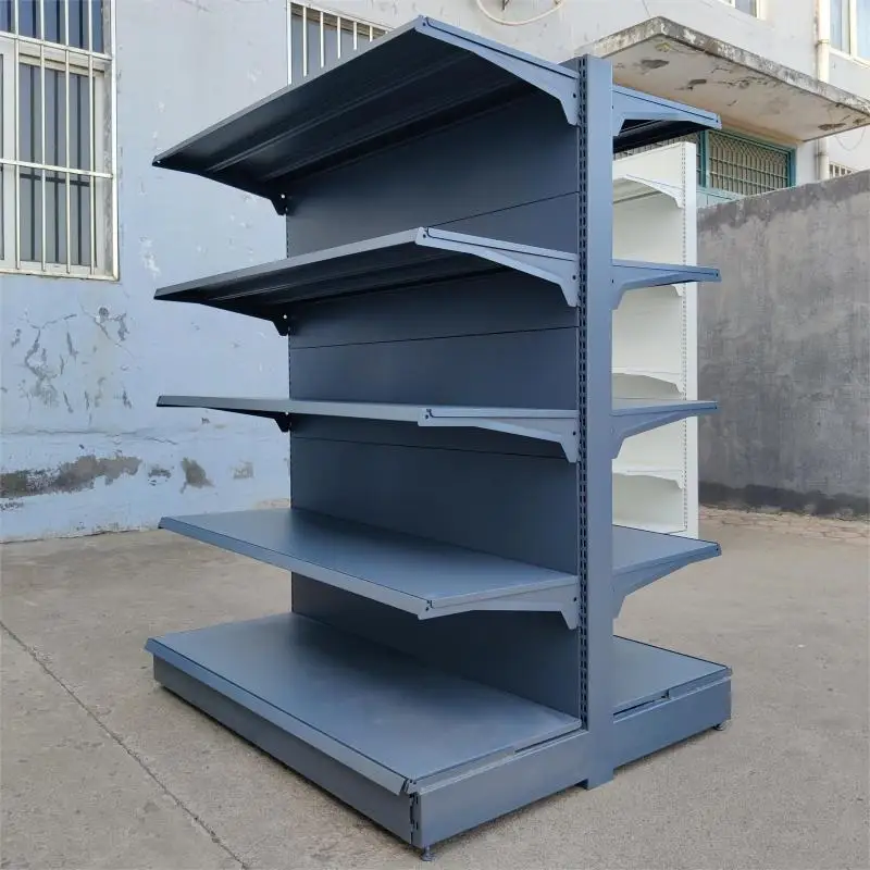 Customization Grocery Store Fixtures Retail Display Shelf Design Double Sided Supermarket Shelves