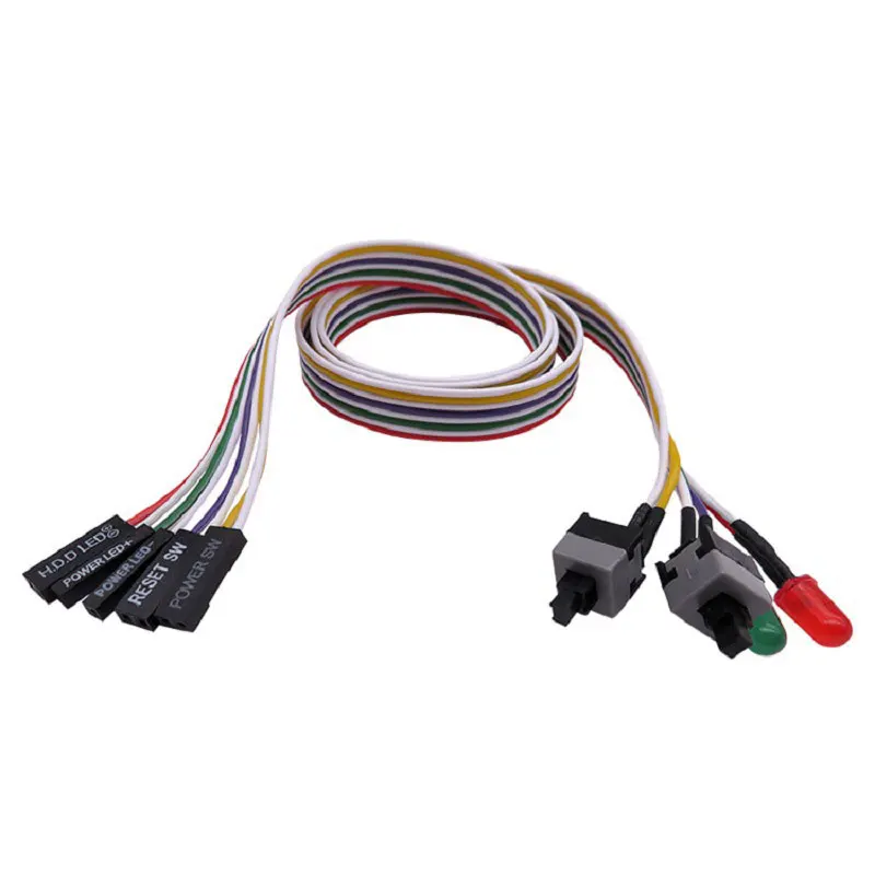 
Set of 4 Computer Motherboard Power Cable 2 Switch On /Off/Reset with LED Light Computer chassis switch line 