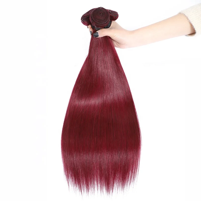 Mellow Waves  12A Brazilian Virgin Hair 99j Burgundy Straight Hair Weaves Red Wine Color 100% Unprocessed Human Hair Weft Weaves