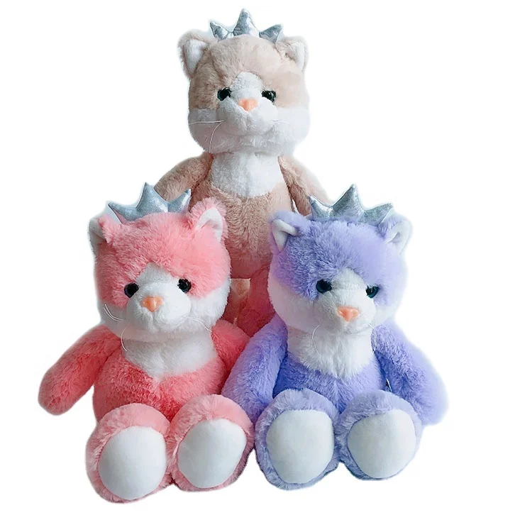 New Design Doll OEM Service Low Cost Blue Pink Purple Plush Crown Cat Toy