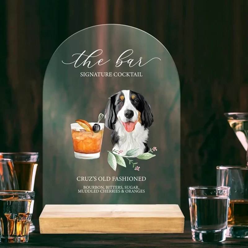 Dog Signature Drink Sign, Open Bar Menu Wedding  Pet Signature Cocktails Wedding Decor Sign,Dog Bar Acrylic Sign