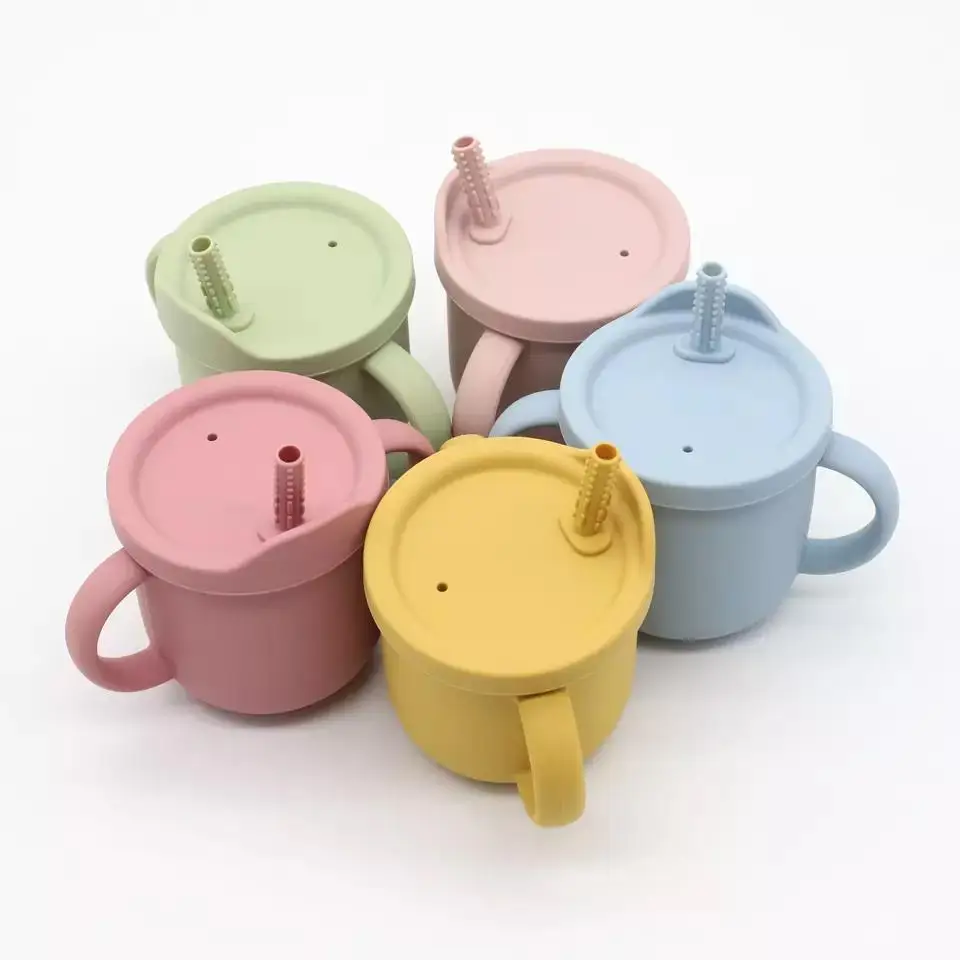Spill Proof Sublimation Kids Snack Catcher silicone food grade Toddler Drink Container Bowl In One Cup Baby Silicone Snack Cup
