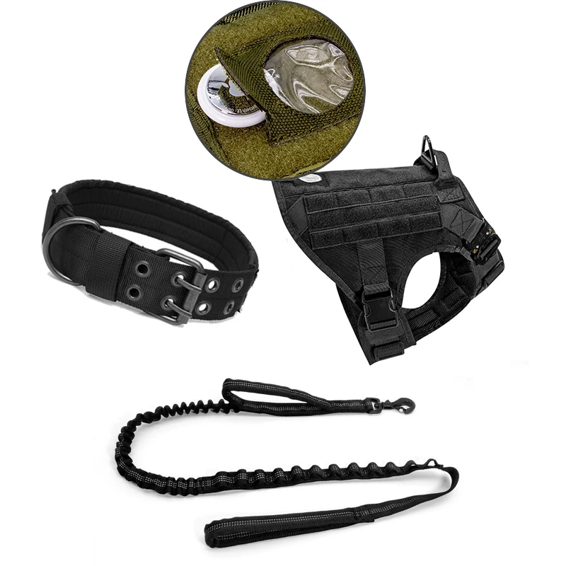 Adjustable Padded Heavy Duty Nylon Hunting Macrame Training Military Tactical Dog Collar Harness Set Vest And Leash