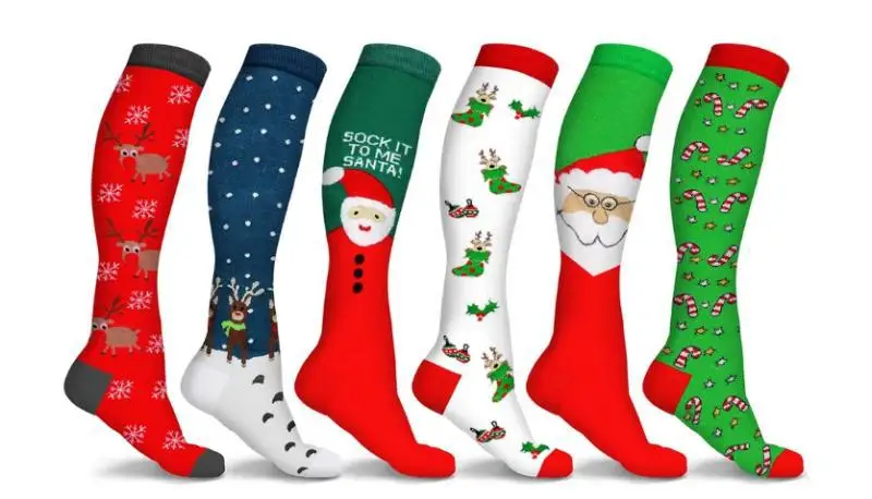 Оптовая продажа спортивные гольфы рождественские носки медицинские компрессионные для медсестер путешествий