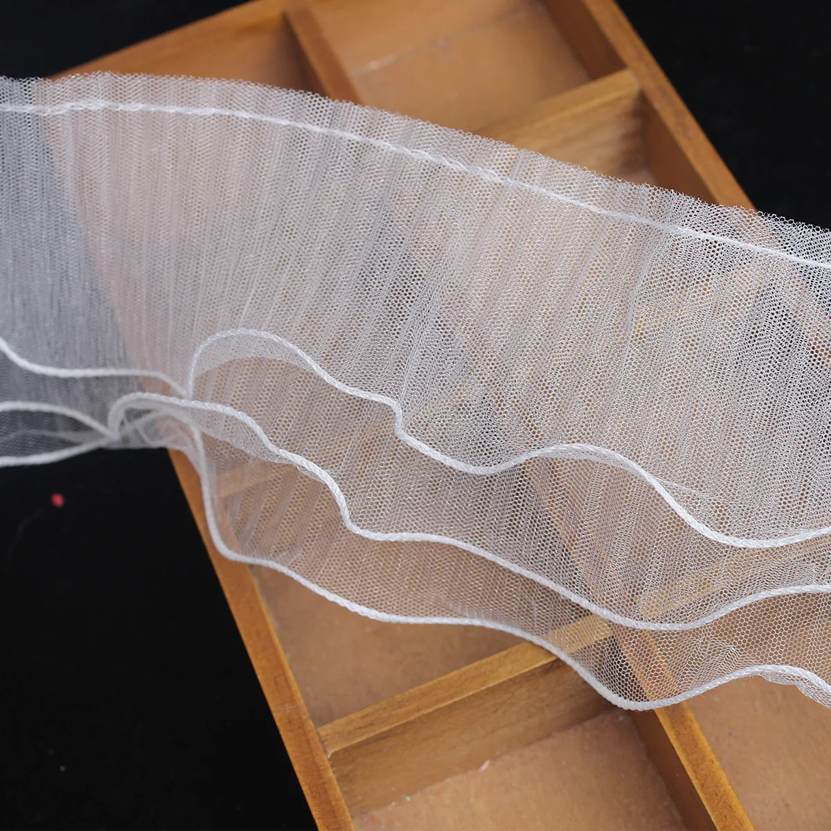 Width 12 cm stiff Net mesh chiffon ruffle lace trim 3 layers Frills lace ribbon for clothing accessories Cake flower packing