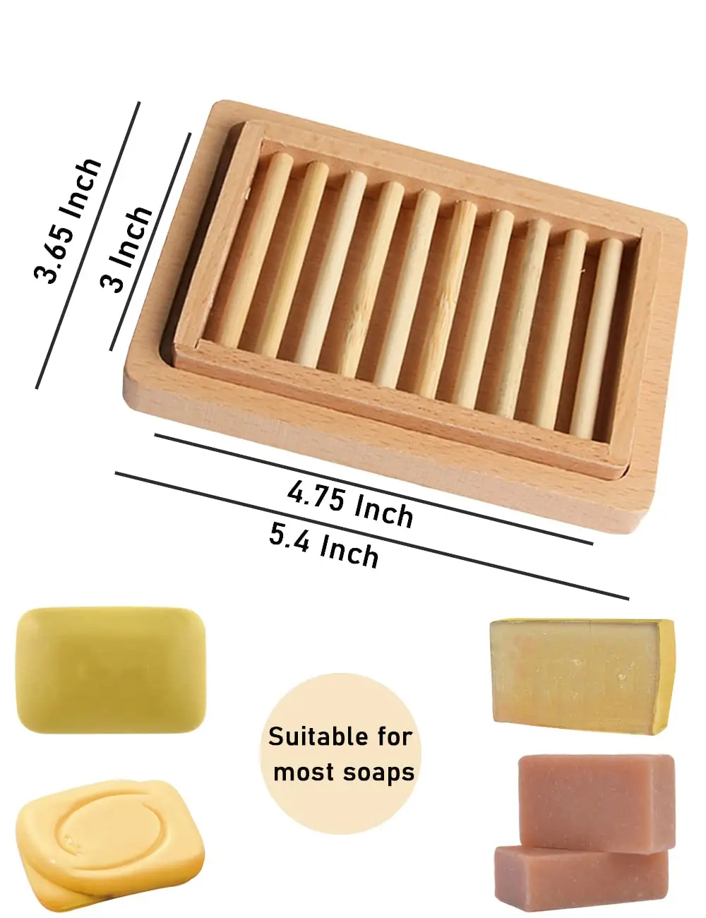 Household bamboo and wood soap box bracket, double-layer drainage soap box hand-made bathtub shower to keep soap dry.