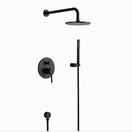 Hot sale European Style Easy Installation In Wall Dual Function Round Single Lever Brass Black Bath Shower Set