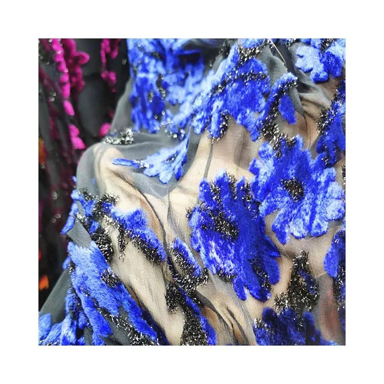 Оптовая продажа, Шелковый, шифоновый, прозрачный, металлический, Шелковый свитшот для женщин, жаккардовая, бархатная ткань для платья