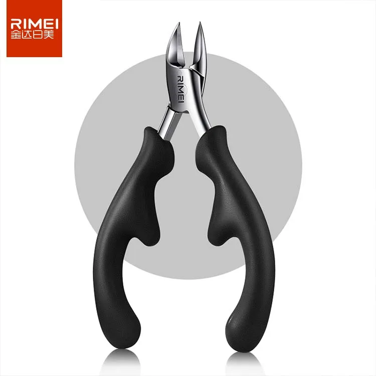 RIMEI professional stainless steel sharpening curved for ingrown nail blackened nail nipper