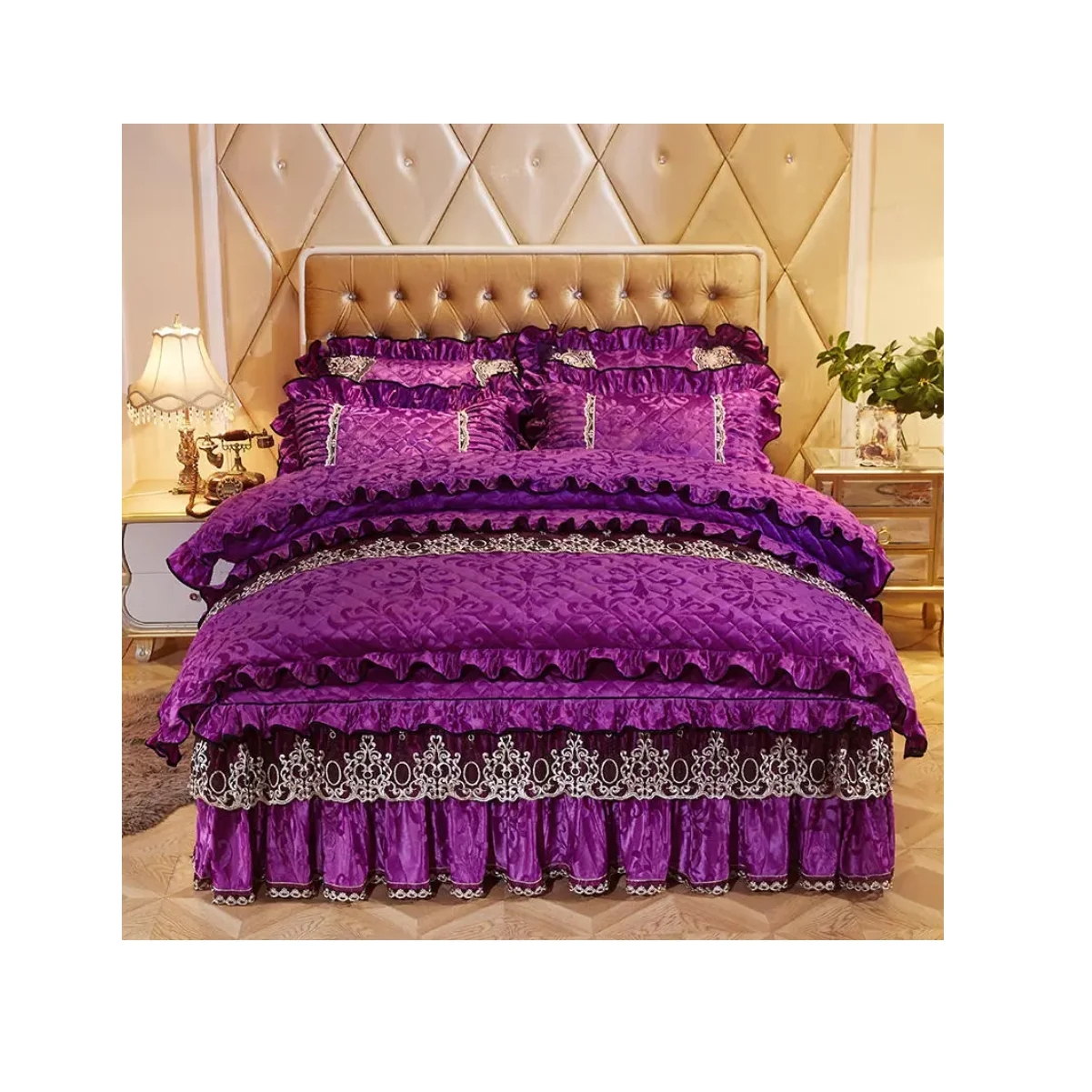 Роскошный бархатный Стеганный Комплект постельного белья с вышивкой в американском стиле