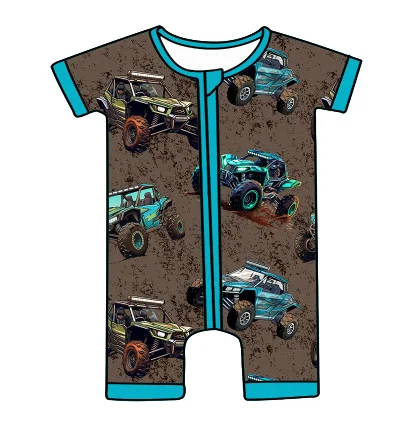Zs16 Racing car print boys summer boys clothing sets jumpsuit