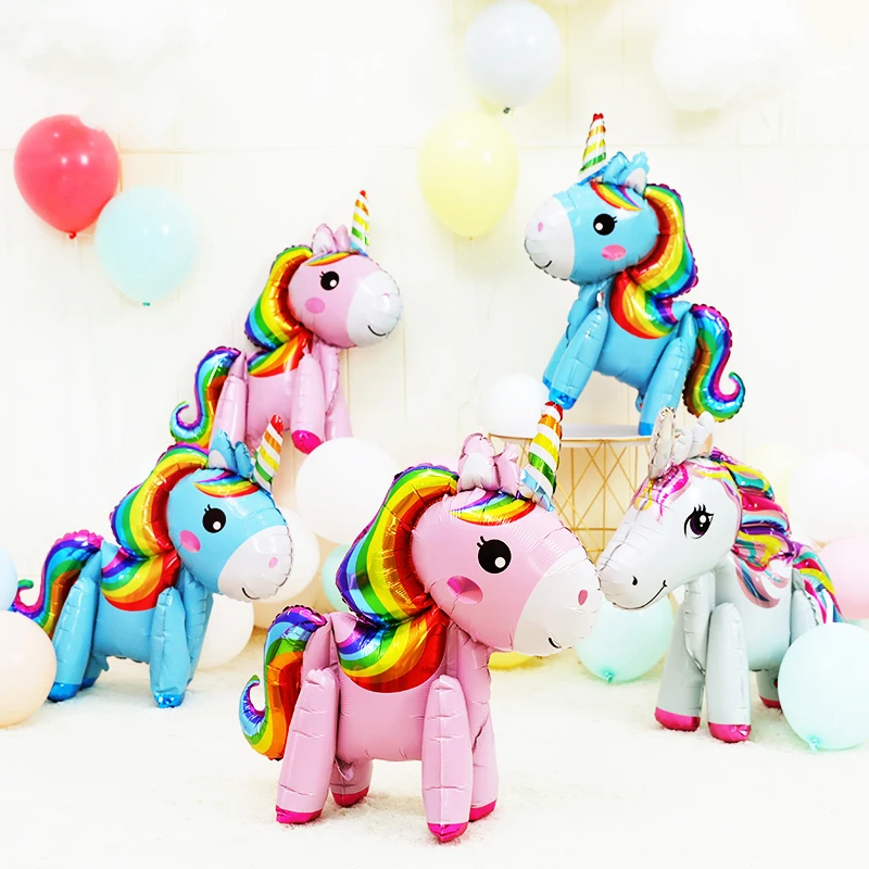 New Trending Wholesale Big Inflatable 3D Walking Unicorn Balloon Children Standing Party Unicorn Head Balloons