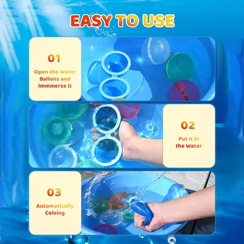 Summer Silicone Toy Splash Ballon Refillable Self Sealing Magic Reusable Water Balloon For Quick Easy Reusable Water Bombs Ball