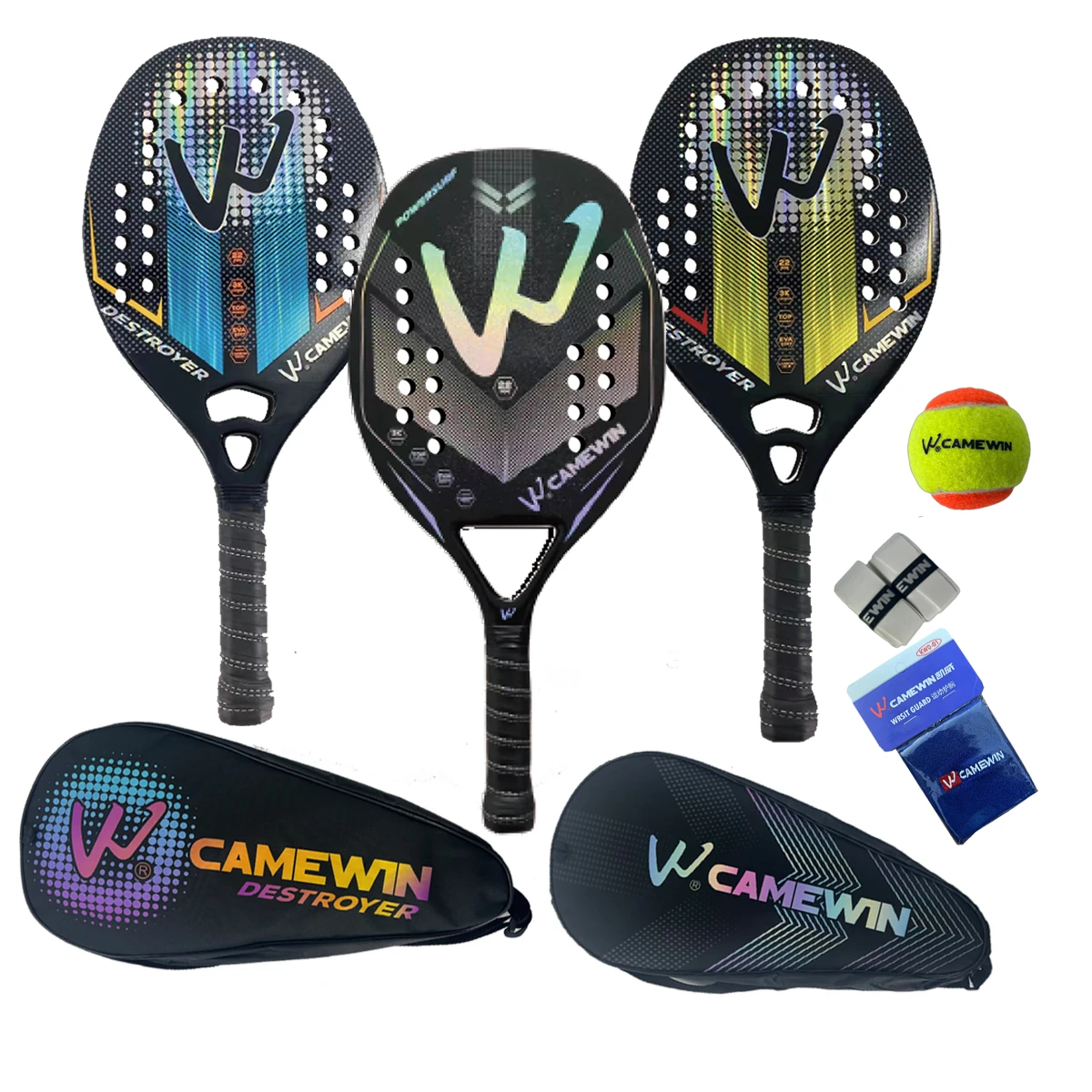 CAMEWIN 3K/12K/18K/ Carbon Fiber Visible Beach Tennis Rackets Paddle Racket factory wholesale