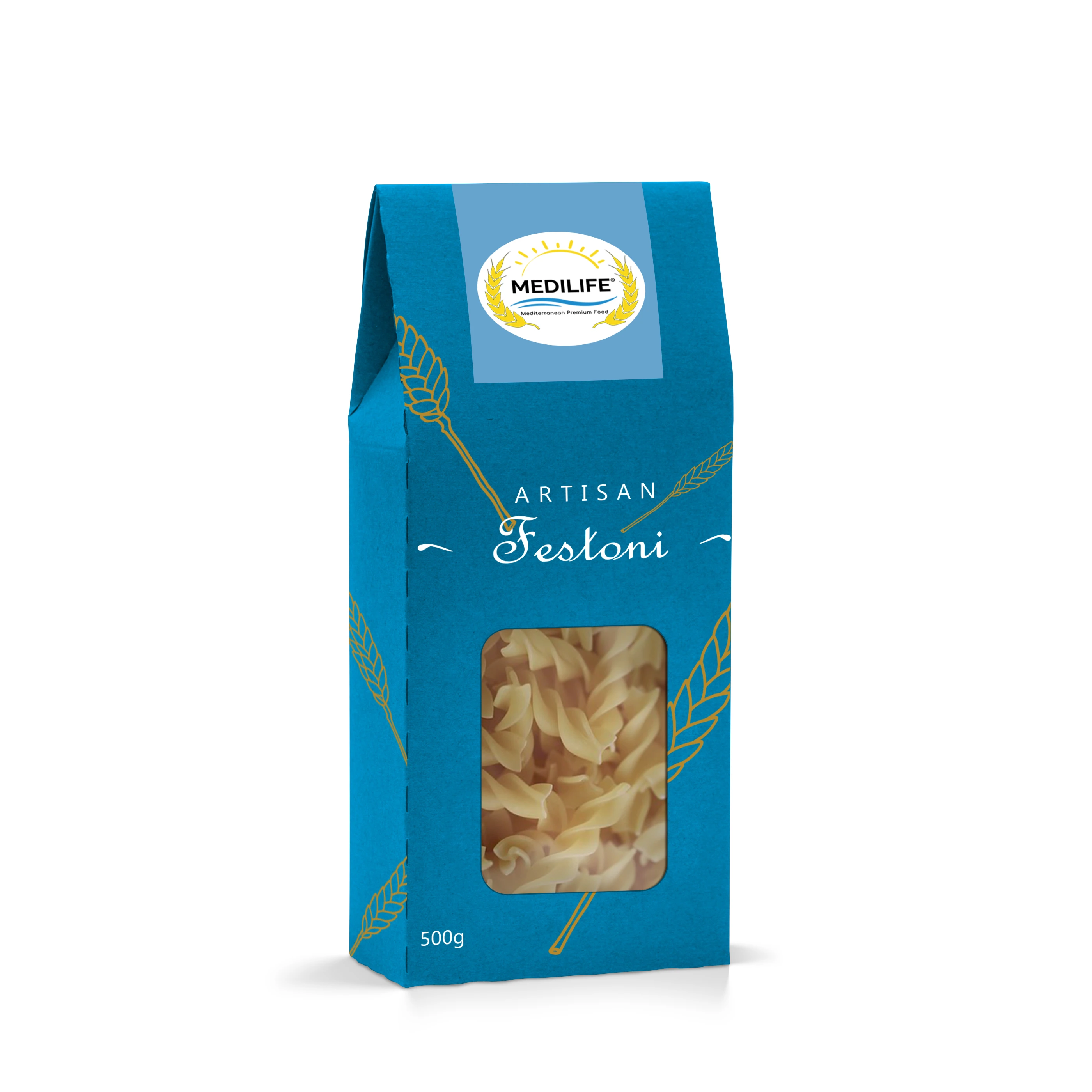 Макаронные изделия изготовлены по коже, с низким содержанием жира, 500 г в упаковке, сертифицированы кошеры.